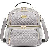 Weitars Lunch Bag for Women,Dual Compartment Lunch Box for Women Lunch Tote for Work,Insulated Leakproof Lunch Cooler Bag with Side Pockets and Adjustable Strap for Hiking,Picnic,Beach