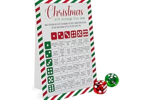 XENSEOU Exchange Dice Game, One Instruction Standing Sign with 2 Dice, Christmas Group Party Game, Xmas Gift Swap Game-SDGE01