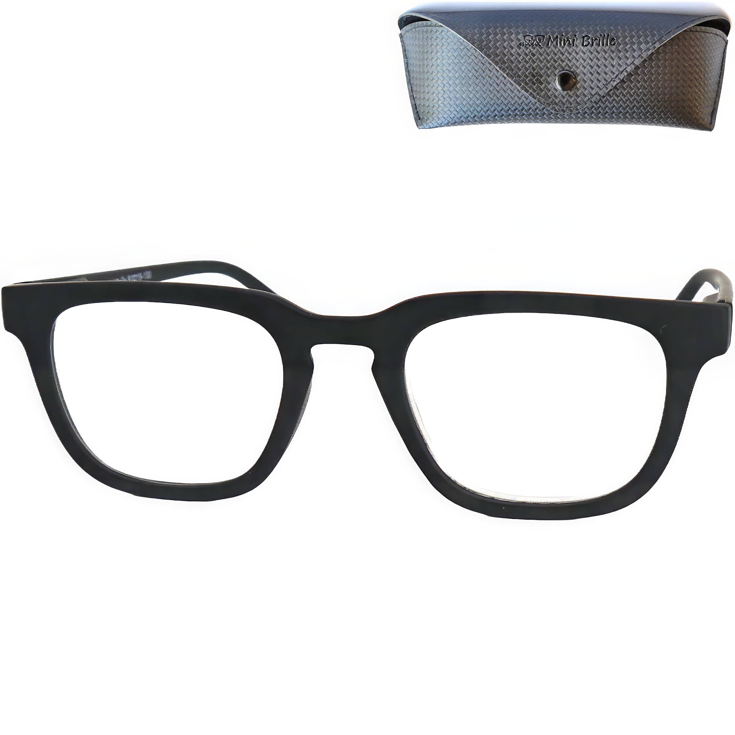 Mini Brille - Nerd Blue Light Blocking Reading Glasses with Rectangle Lens, FREE Case, Plastic Frame (Black), Women and Men Anti Blue Light Filter +2.50 Magnification