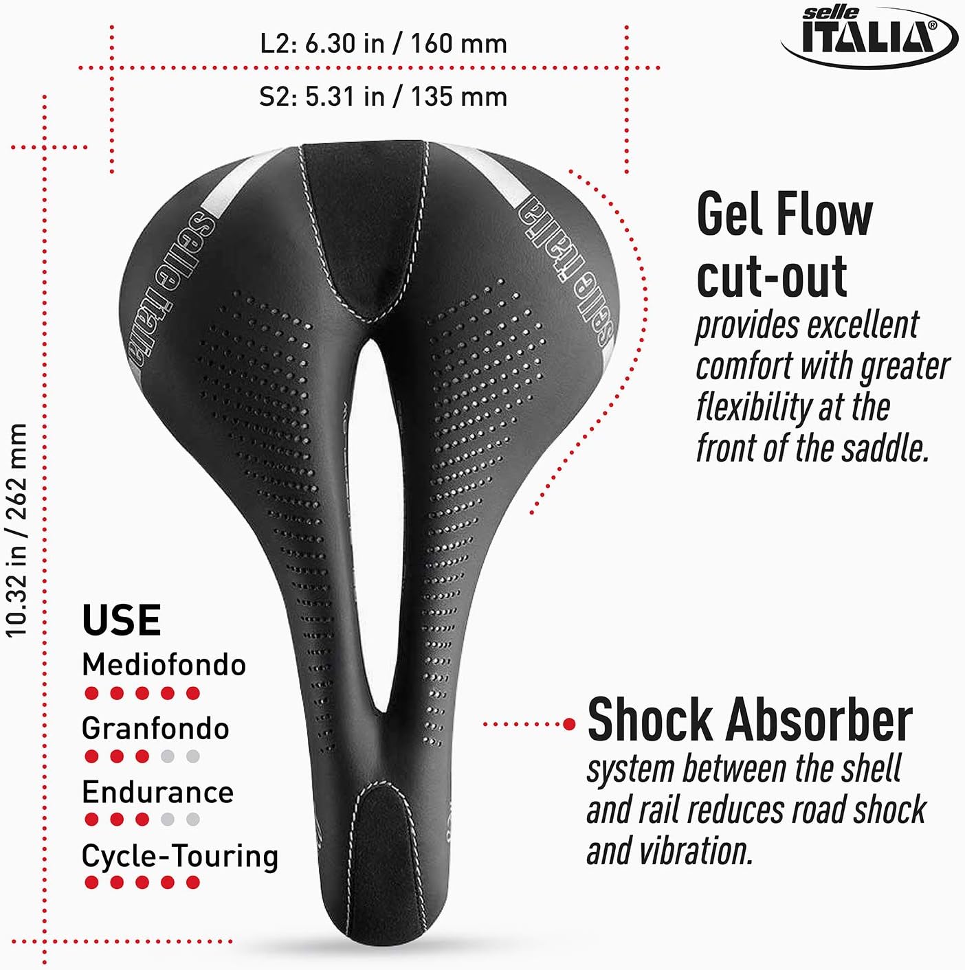 SELLEITA LADY Saddle 160x262mm (L2) Gel Superflow Black, Standard - Image 5