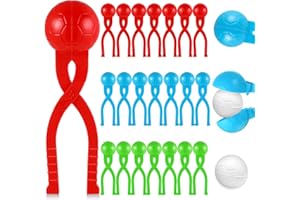 Syhood 30 Pcs Winter Snowball Maker Soccer Shaped Snow Ball Toys Snow Ball Fights Tool with Handle Plastic Snow Mold for Kids Winter Outdoor Funny Games with Families, 3 Colors
