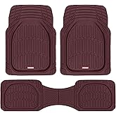 Motor Trend FlexTough Floor Mats for Cars, Burgundy Deep Dish All-Weather Car Mats, Waterproof Trim-To Fit Automotive Cars Trucks SUV, Universal Liner Accessories
