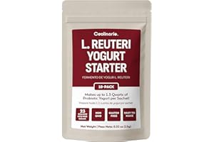 Coolinario L Reuteri Yogurt Starter (10-Pack, 1.5g Sachets) Yogurt Starter Culture with Lactobacillus Reuteri Probiotics | Creamy & Delicious | Non-GMO, No Preservatives, Gluten Free, Halal, Kosher