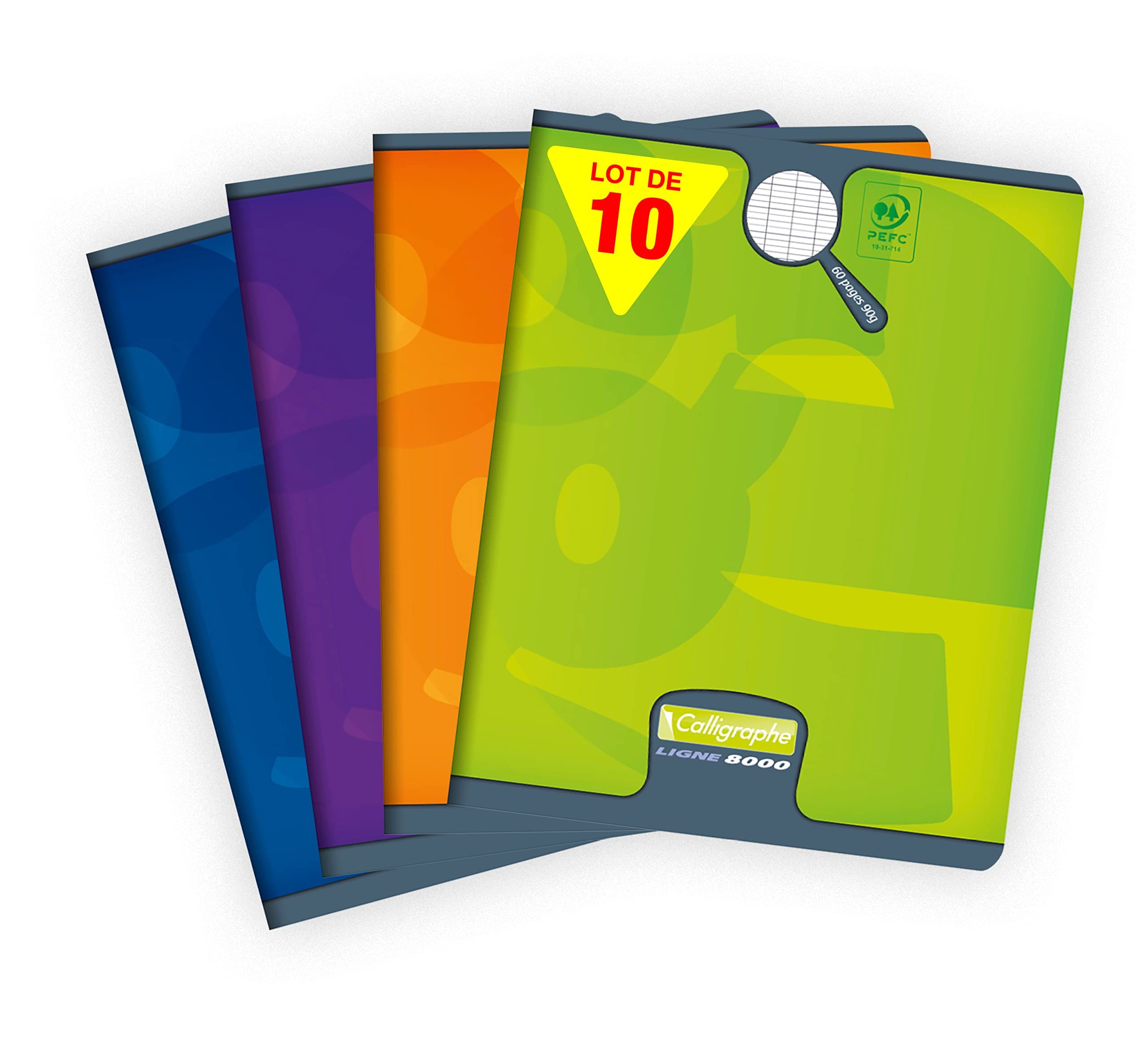 Calligraphe 108715C Set of 10 Stapled Notebooks (Clairefontaine Brand) - 17x22 cm - 60 Seyes Ruled Pages - 90 g White Paper - Offset Card Cover Random Colours