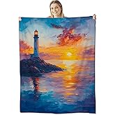 Lighthouse Blanket for Women Adults, Flannel Lighthouse Blankets Gifts, Lighthouse Throw Blanket for Sofa Bed Living Room Soft Warm Cozy Lighthouse Decor 50" x 60"