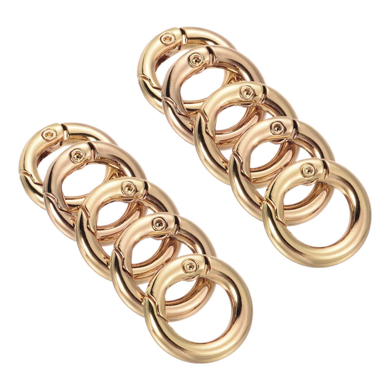 PATIKIL 18x11x3.5mm Spring Gate O Rings, 10 Pack Round Snap Clip Zinc Alloy for Keyrings Buckle, Light Gold