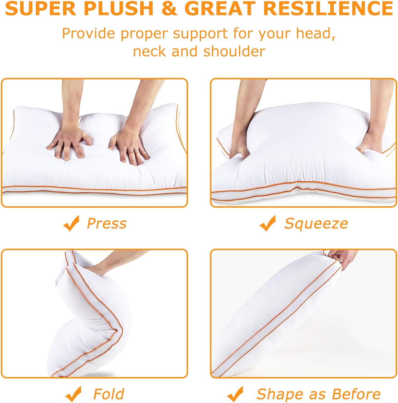 Maxzzz Pillows for Sleeping 2 Pack, Down Alternative Bed Pillow Standard Size, Hypoallergenic 3D Mesh Gusseted Pillow with Plush Fiber, Breathable and Soft Pillow for Side and Back Sleepers: Home & Kitchen