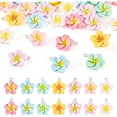 FASHEWELRY Resin Flower Charms Cute Floral Bulk Dangle Pendants for DIY Braceles