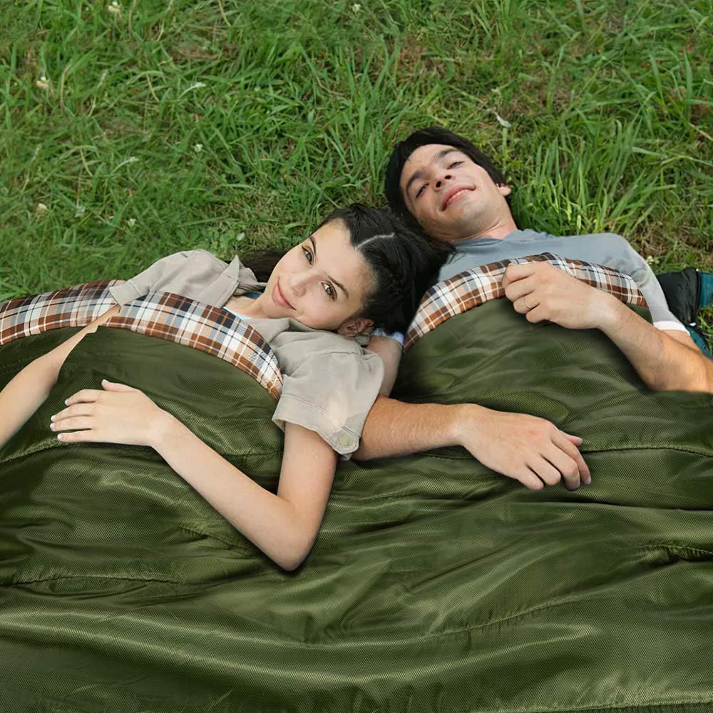 Forceatt Double Sleeping Bag, Water Repellent Camping Sleeping Bag for 2 Person, Lightweight and Portable for Adults Teens Kids Backpacking Hiking Outdoor and Indoor : Sports & Outdoors