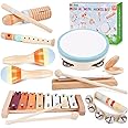 Wooden Musical Instruments for Toddlers 1-3 - Montessori Educational Toys for 1 2 3 Year Old Baby Kids, with Xylophone, One 1