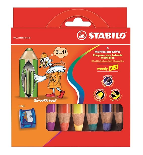 STABILO Multitalentstift woody 3 in 1, 6er KartonEtui 88062