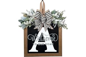 YICORIP Last Name All Year Wreath Front Door Wreath,Front Porch Decoration 26 Letter Welcome Wreath, Eucalyptus and Bow Wreath for Spring, Summer, Autumn, Winter, Wall Window, Porch Farmhouse Decoration（A）