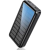 SOXONO Solar Powered Power Bank - 30000mAh Portable Solar Charger, 2 USB Ports High-Speed Panel External Battery Packs Solar 