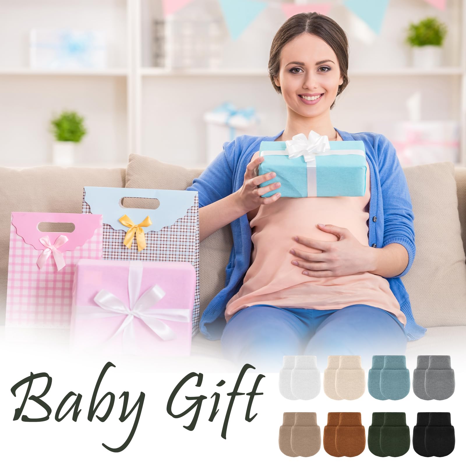 Cuffbow 16 Pairs Baby Mittens for Newborn Baby Boys Girls Infant Toddler Mittens No Scratch Gloves for Babies 0-6 Months