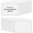 30 Pcs Self-Adhesive Index Card Holders Business Card Pockets Clear Plastic Labels Holders for Organizing Storage Bins Library Card Shelves (3.14 x 2.28 Inches)