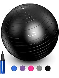 JBM Exercise Yoga Ball with Free Air Pump (4 Sizes 5 Colors) 400 lbs Anti-burst Slip-resistant Yoga Balance Stability Swiss Ball for Fitness Exercise Training Core Strength