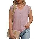 Eytino Plus Size Tank Tops for Women V Neck Lace Tee Shirts Summer Casual Sleeveless Shirts Blouse(1X-5X)