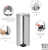 Brabantia NewIcon Pedal Bin 30 L Matt Steel Soft Closure with Inner Bucket view 2