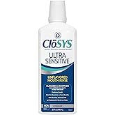 CloSYS Ultra Sensitive Mouthwash, Unflavored Alcohol Free, Dye Free, pH Balanced, Helps Soothe Entire Mouth – 32 Oz