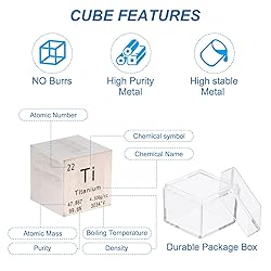 PATIKIL 1 Inch Titanium Cube Metal Element High