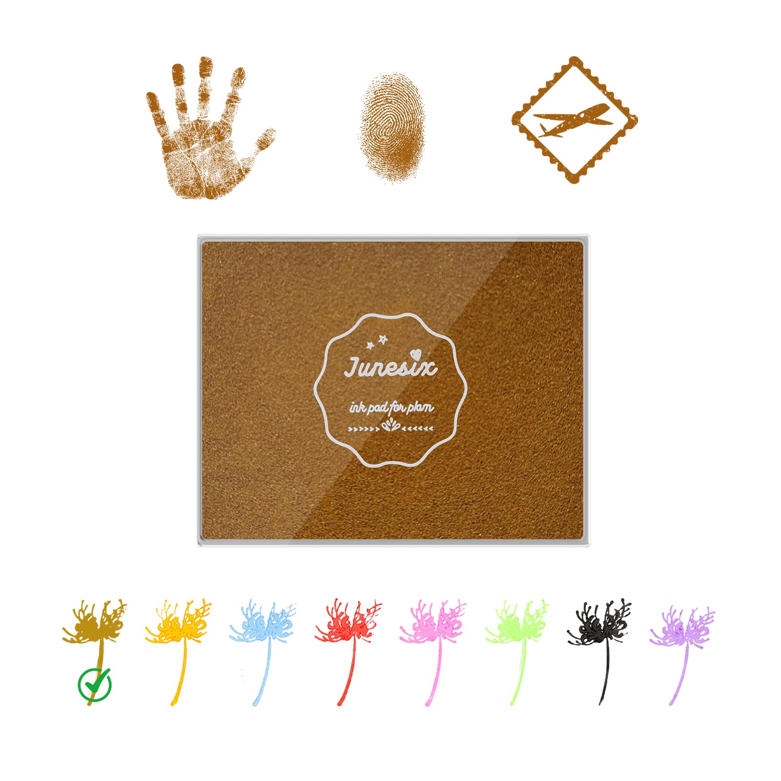 Sicheii Large Ink Pads for Stamping, Washable Stamp Ink Pad for Rubber Stamps Hand and Footprints, Dog Pet Paw Print Ink Pad, Craft Partner DIY for Fabric Wood Paper Scrapbook (Gold)