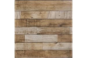 Commomy Faux Wood 3D Wall Panel Peel and Stick - 10 Pcs 11.8"x11.8" Peel and Stick Wood Tiles Ultralight PVC Wall Paneling fo