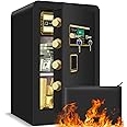 4.0 Cubic Feet Extra Large Home Safes Water and Fireproof, Safes for Home Use Fire and Water Proof Digital Safe With Fireproof Money Bag, Separate Lock Box and Led Light (23.6"H x 16.1"D x 14.1"W)