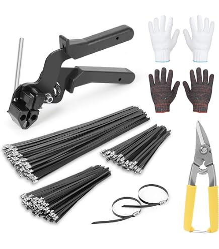 100-Pack 11.8\" Black Stainless Steel Zip Ties Complete Kit