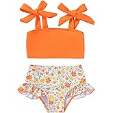 YOUNGER TREE Toddler Girls Two Pieces Swimsuit Color Block Stripe Swimwear Summer Beach Bathing Suit 18M-5T