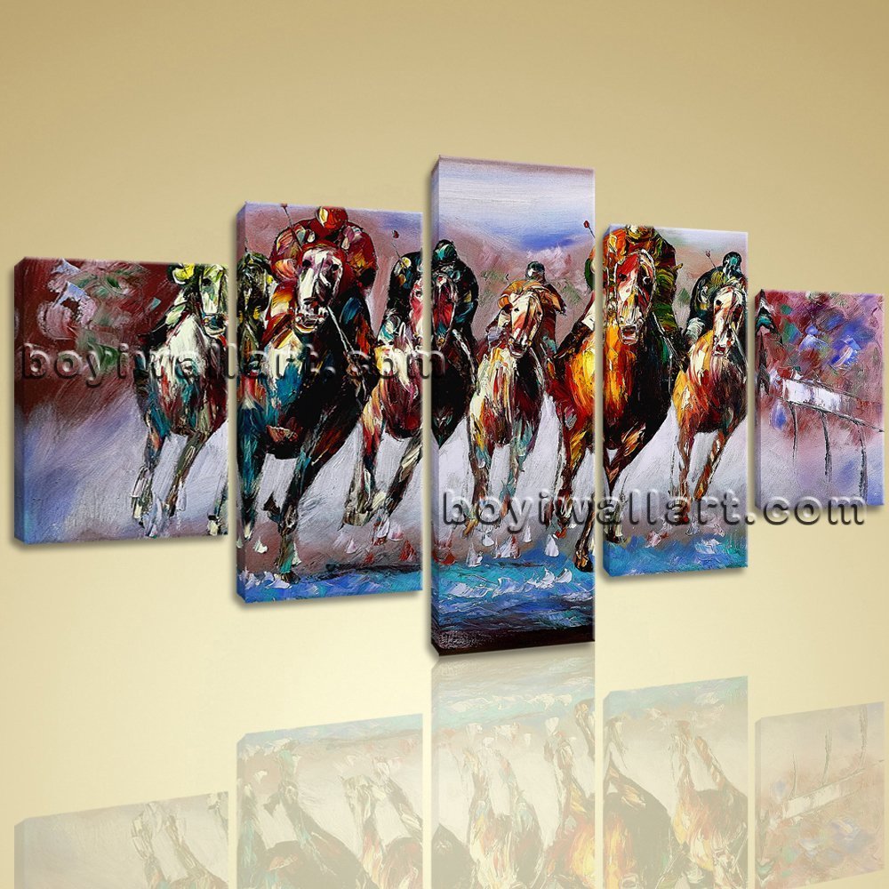 Large 5 Panels Contemporary Canvas Print Abstract Horse