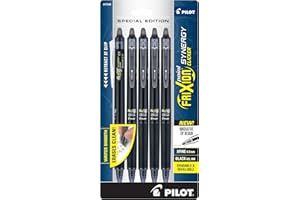 Pilot FriXion Synergy Clicker Erasable, Refillable, Retractable Gel Ink Pens, Extra Fine Point 0.5 mm, Pack of 5, Black Ink, FriXion Erasable Pens 0.5 - Ideal for School & Office Writing