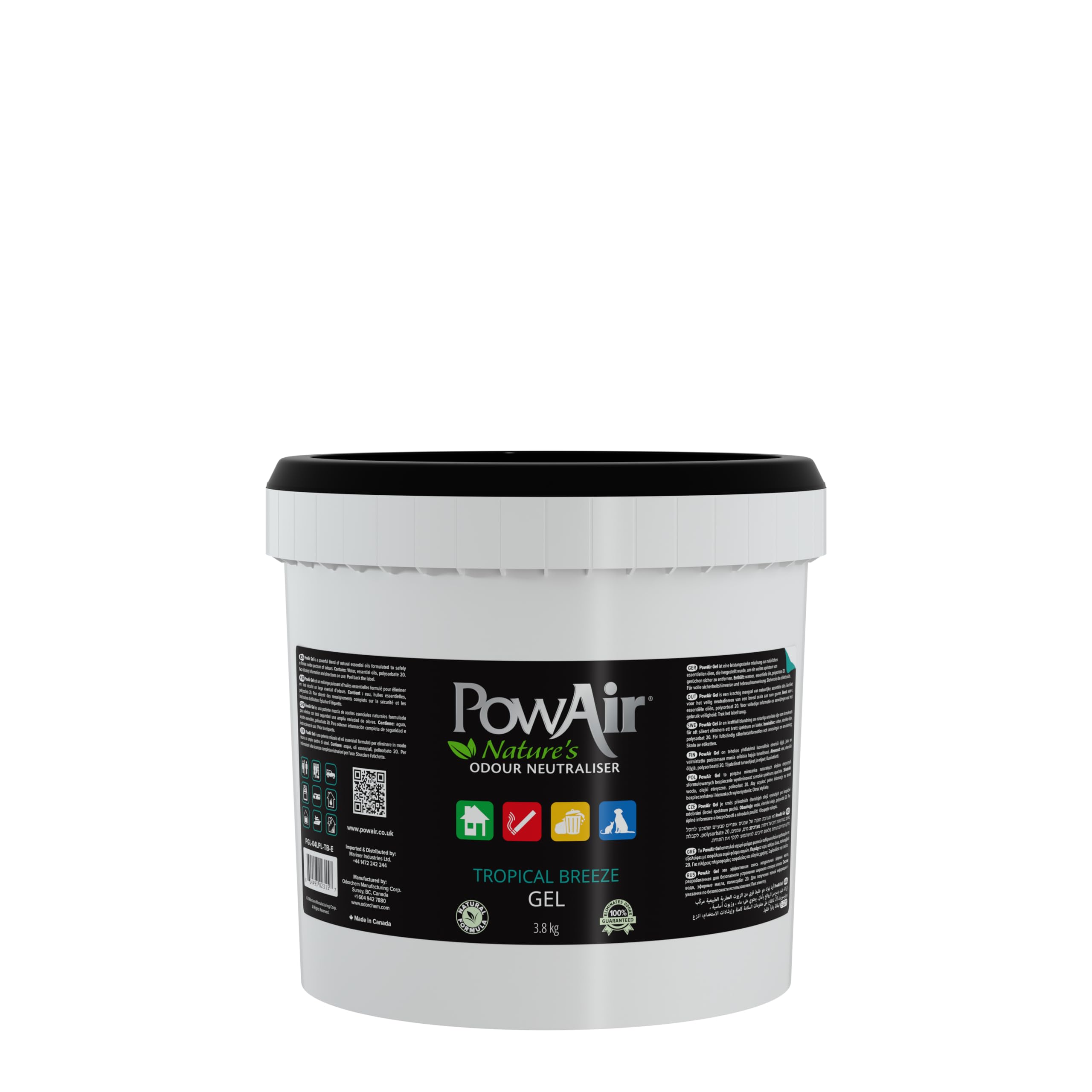 PowAir Gel Natural Odour Neutraliser - Tropical Breeze Fragrance - Effective Home Odour Eliminator with Natural Essential Oils (3.8 Kg Pail)