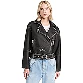 [BLANKNYC] Women's Vegan Leather Moto Jacket with Belt