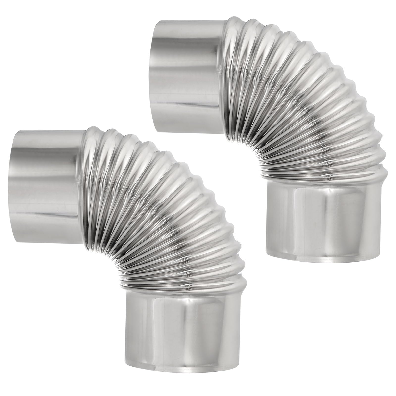 PATIKIL 90 Degree Stove Pipe, 2Pcs 3.15 Inch Elbow Stainless Steel Chimney Flue Extension for Outdoor Camping Tent Wood Stove Accessories Vent Exhaust, 6.69 Inch Length