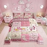 Cowgirl Western Bedding Cow Print Horse Shoe Twin Bed Comforter Set for Girls Wild Western Country Comforter, Cactus Pink Patchwork Bed Set Tribal Dreamcatcher Exotic Style Duvet Set with 1 Pillowcase