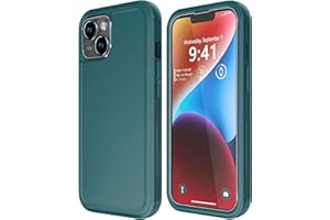 Diverbox for iPhone 14 Case [Shockproof] [Dropproof] [Tempered Glass Screen + Camera Lens Protector],Heavy Duty Protection Phone Case Cover for Apple iPhone 14 Dark Green