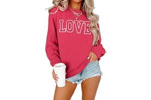 MNLYBABY Valentines Sweatshirt Women Valentine Shirt: Love Heart Shirts Casual Lightweight Long Sleeve Top