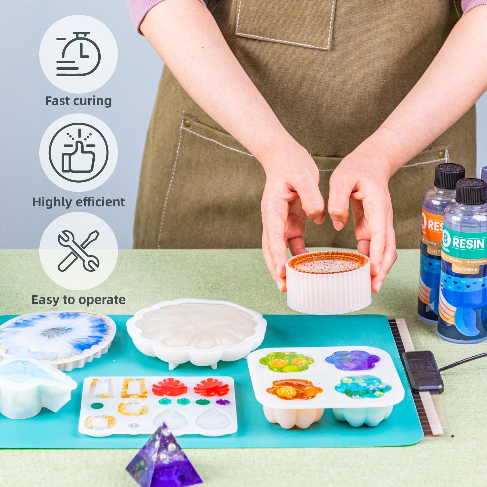 ISTOYO Resin Heating Mat, Resin Molds Heating Pad, Resin Curing Machine, Epoxy Resin Dryer with Time Adjustment Function for Epoxy Molds, Resin Supplies, Silicone Molds