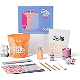 Sculpd Candle Making Pottery Kit with Air Dry Clay | Peony Rose, Beginners Candle Starter Kit for Adults with Eco Soy Wax, Or