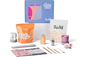 Sculpd Candle Making Pottery Kit with Air Dry Clay | Peony Rose, Beginners Candle Starter Kit for Adults with Eco Soy Wax, Orange & Ginger Scented Fragrance Oil, Varnish, Tools and Guide