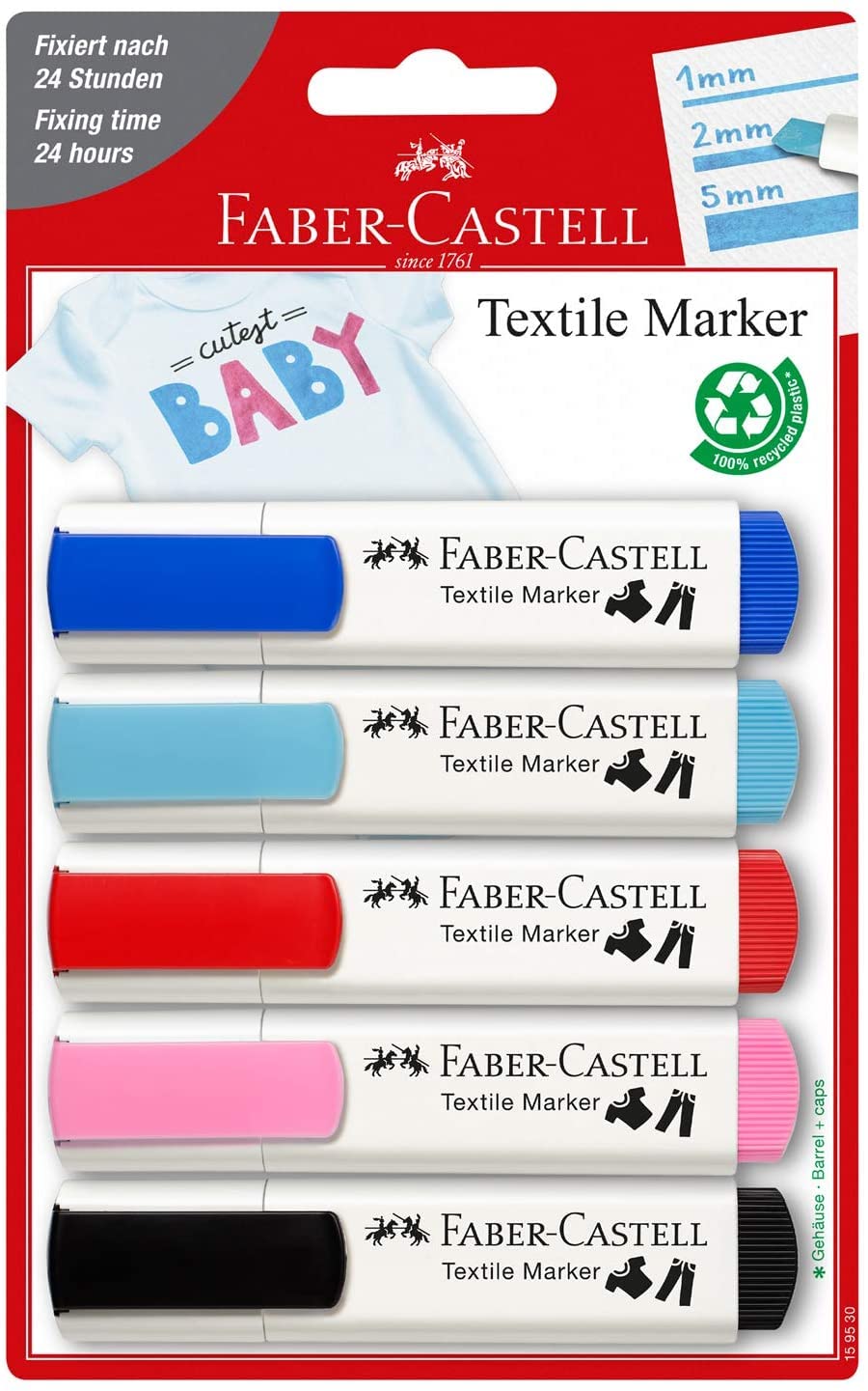 Faber-Castell Textile Markers - Set of 5 (Baby Colours)