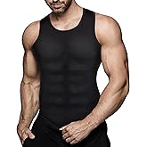 Mens Compression Shirt Slimming Body Shaper Vest Workout Tank Tops Abdomen | Abs Undershirts Gynecomastia Support, Belly Control, Back Support, Posture Fix, Breathable, No Roll, Invisible Layer
