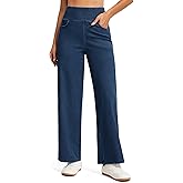 THE GYM PEOPLE Women's Wide Leg Jeans High Waisted Pull on Stretchy Baggy Basic Straight Denim Pants with Pockets