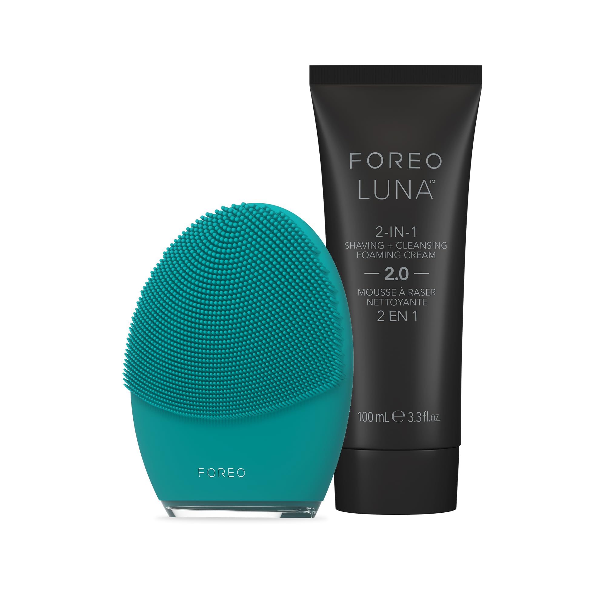 FOREO Gentelman’s Choice LUNA 4 MEN Bundle – Face Cleansing Brush for Skin & Beard + LUNA 2-in-1 Shaving Cream&Foaming Face Cleanser, 3.4 oz – Men Firming Face Care – App-connected – USB-rechargeable