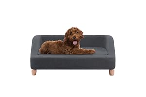 Critter Sitters 36-In. Microfiber Dark Gray Rectangular Dog Sofa for Medium-Sized Dogs, Modern and Stylish Elevated Dog Sofa Bed for Home or Apartment, Comfortable and Easy to Clean Dog Couch