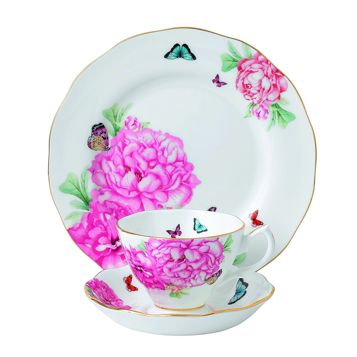 Royal Albert Miranda Kerr 40010579 Friendship Teacup, Saucer & 20cm Side Plate 3 Pc Set, Bone China, White, 22