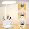 DEEPLITE Desk Lamp,Battery Operated Desk Lamps for Home Office, Rechargeable Desk Study Light for Dorm, 800 Lm, 3 Lighting Modes, CordlessTable Lamp with Pen Holder, Eye-Caring Reading Lamp.