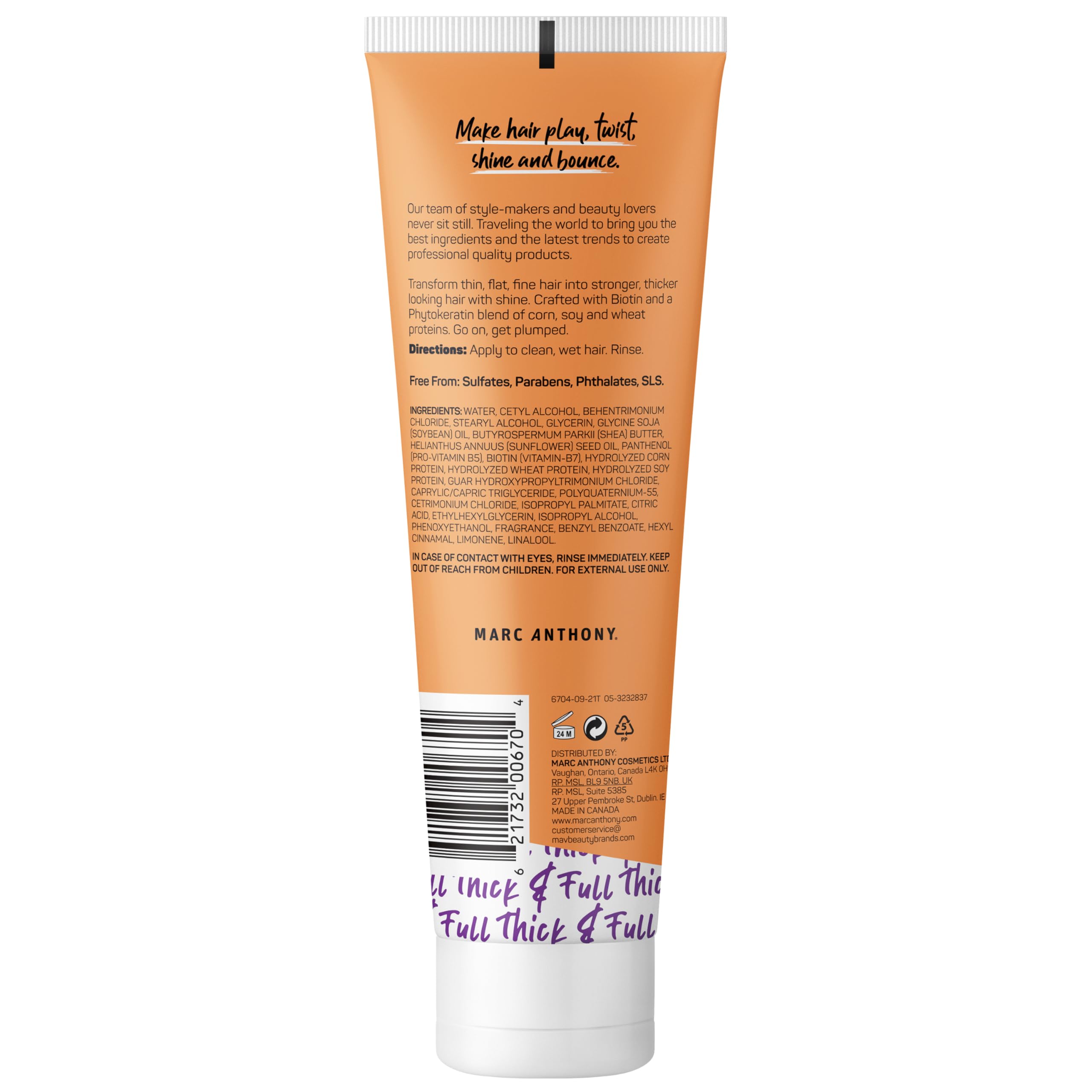 Marc Anthony Instantly Thick Biotin Conditioner, 8.45 oz - Volumizing & Moisturizing Hair Product for Thin, Flat or Dry Hair - Paraben-free, Sulfate-free, Phthalate-free