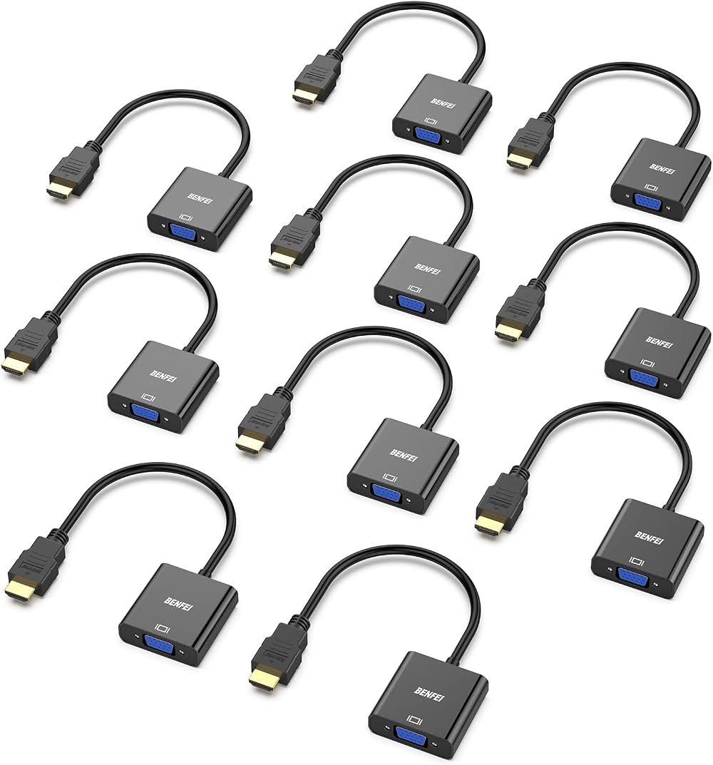 BENFEI HDMI to VGA Adapter 10 Pack Gold Plated Male to Female 1080P