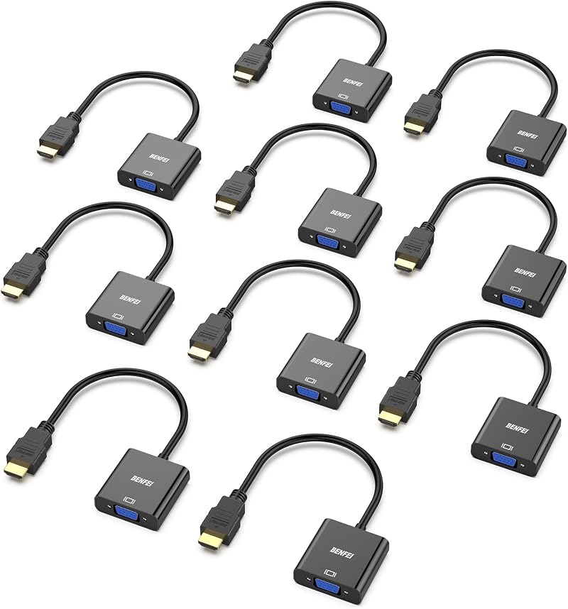 BENFEI HDMI to VGA Adapter 10 Pack Gold Plated Male to Female 1080P